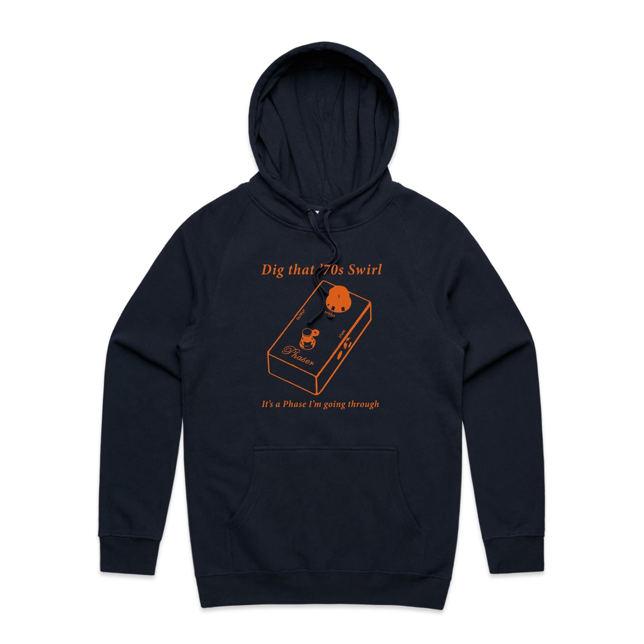 Guitar Pedal - Mens Hoodie Navy Mens Hoodie Music Printed In Australia