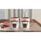 Personalised - Say Cheese, Retro Camera - White 11oz Ceramic Mug with Colour Inside Personalised 11oz Mug customise Globally Fulfilled personalise Retro Tech
