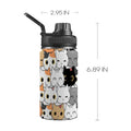 Cute Cartoon Cats - Kids Water Bottle with Chug Lid (12 oz) One Size Kids Water Bottle with Chug Lid animal Printed Offshore