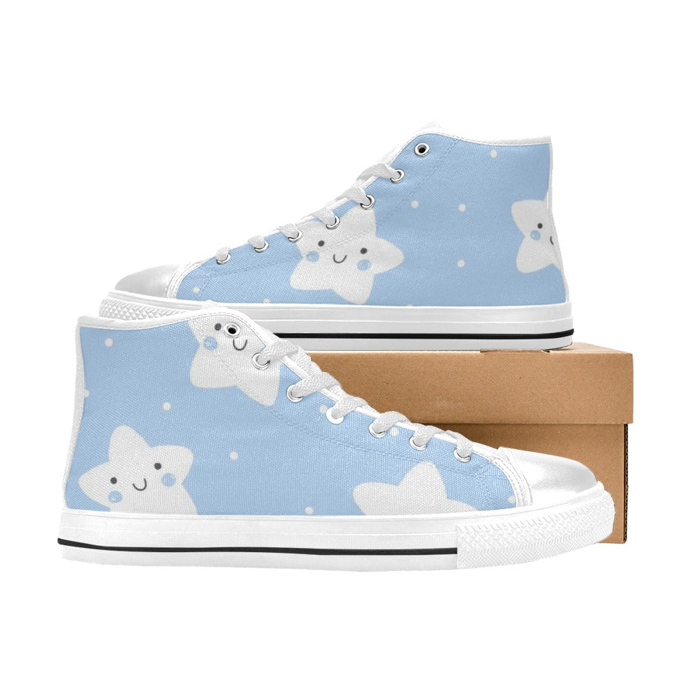 Happy Stars - Kids High Top Canvas Shoes