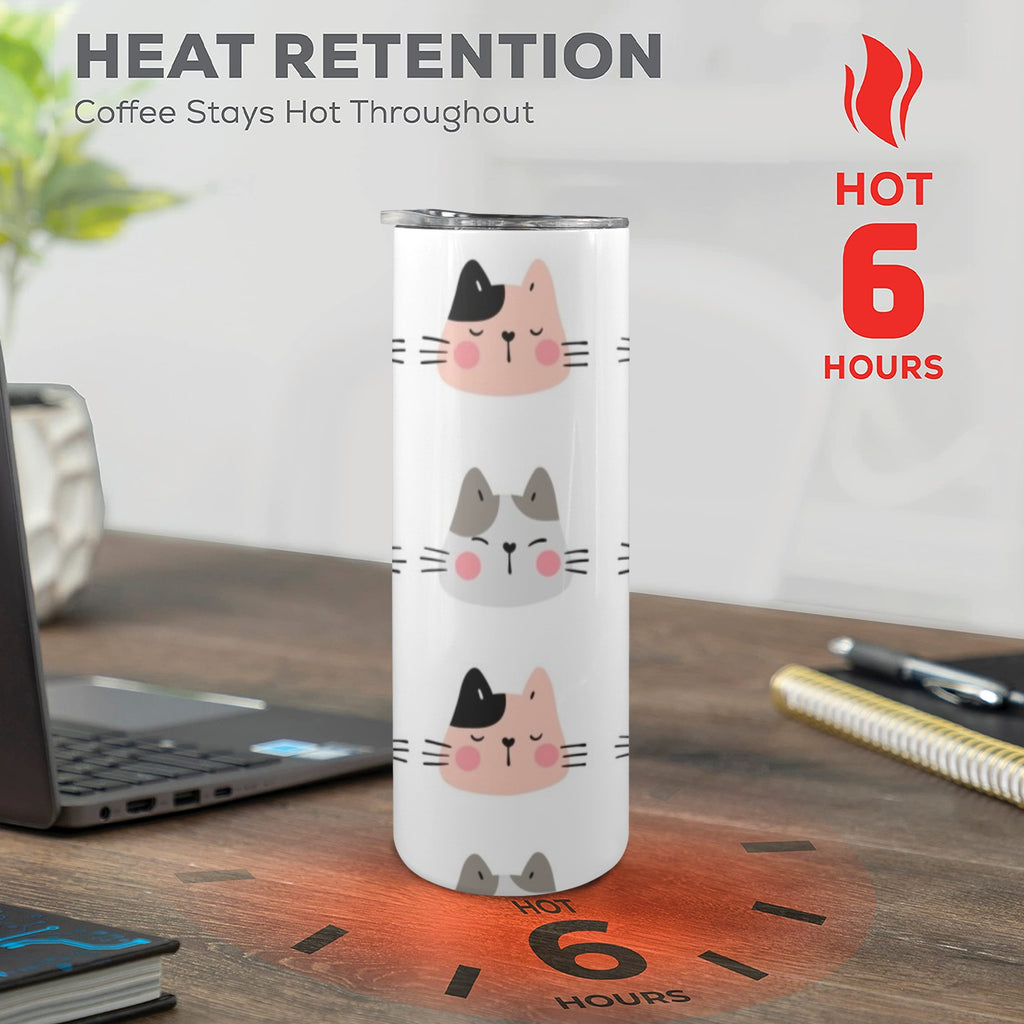 Cat Faces - 20oz Tall Skinny Tumbler with Lid and Straw