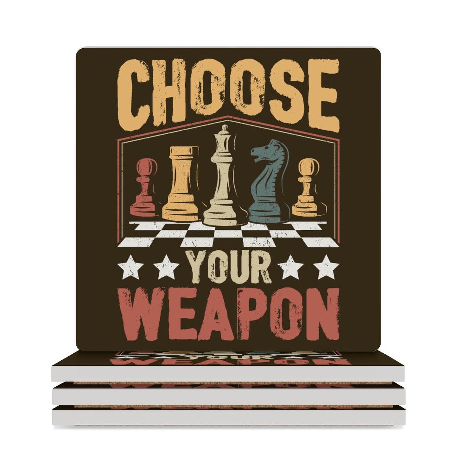 Chess, Choose Your Weapon - Ceramic Coasters (Square) white Ceramic Coasters Chess Games Printed Offshore
