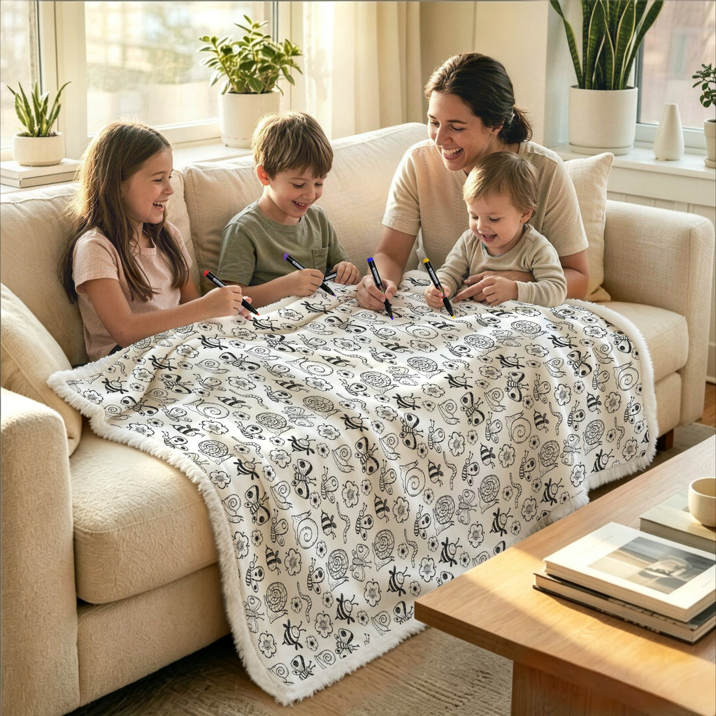 Cute Bugs Colour Your Own Blanket 100×150cm