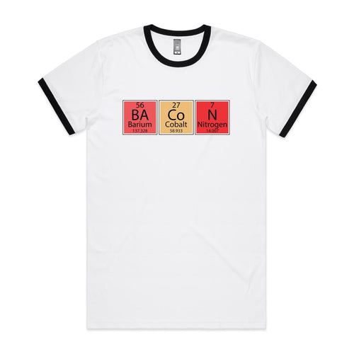 Bacon Periodic Table - Staple Ringer Tee White Black Ringer T-Shirt Food Printed In Australia Science