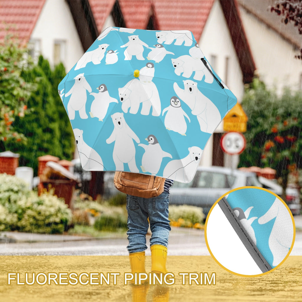 Polar Bears and Penguins Kids Safe Round Corner Umbrella Kids Safe Round Corner Umbrella animal Printed Offshore