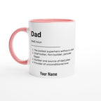 Personalised - Dad Definition - White 11oz Ceramic Mug with Color Inside Ceramic Pink Personalised 11oz Mug Customise Dad Globally Fulfilled Name Personalise