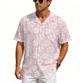 Pink Hawaiian Floral Men's Crinkle Hawaiian Shirt