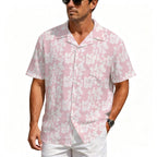 Pink Hawaiian Floral Men's Crinkle Hawaiian Shirt