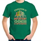 Chess And Education - Kids Youth T-Shirt Kelly Green Kids Youth T-shirt Chess Games Printed In Australia