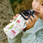 Flamingos And Cactus 12oz Kids Water Bottle with Straw Lid