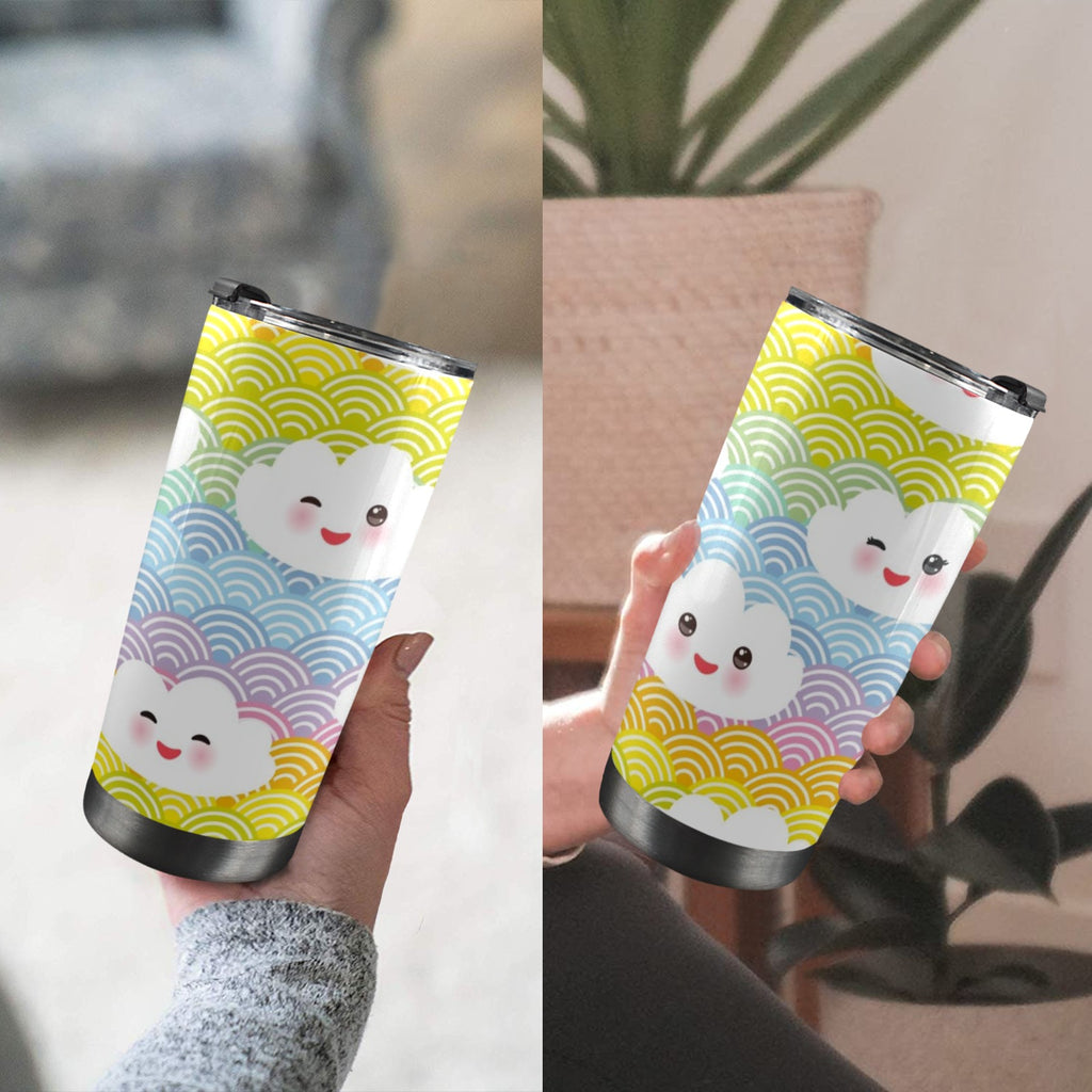 Cute Clouds - 20oz Mobile Tumbler with Lid (Black Lock) 20oz Travel Mug Printed Offshore