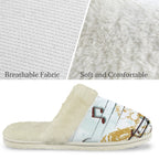 Music Graphic Men's Fur Trim Thick-Sole Indoor Slippers Men's Fur Trimmed Slippers Music Printed Offshore
