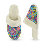 Paisley Women's Fur Trim Thick-Sole Indoor Slippers Women's Fur Trimmed Slippers Printed Offshore