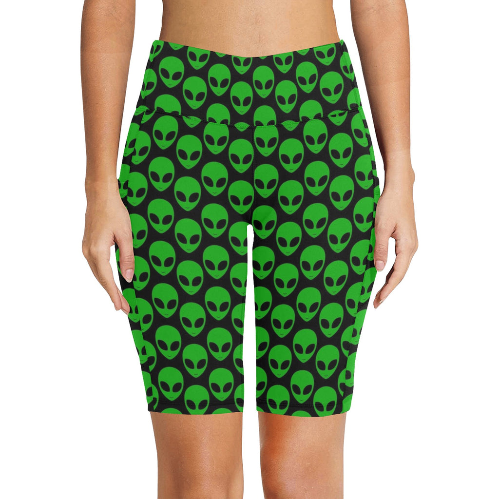 Aliens Women's Bike Shorts With Side Pockets Women's Bike Shorts Printed Offshore Sci Fi