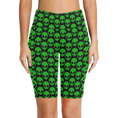 Aliens Women's Bike Shorts With Side Pockets Women's Bike Shorts / Half Leggings Printed Offshore Sci Fi