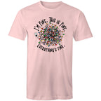 Tangled Christmas Lights, I'm Fine, This Is Fine, Everything Is Fine - Mens T-Shirt Pink Mens Christmas T-shirt Christmas Printed In Australia
