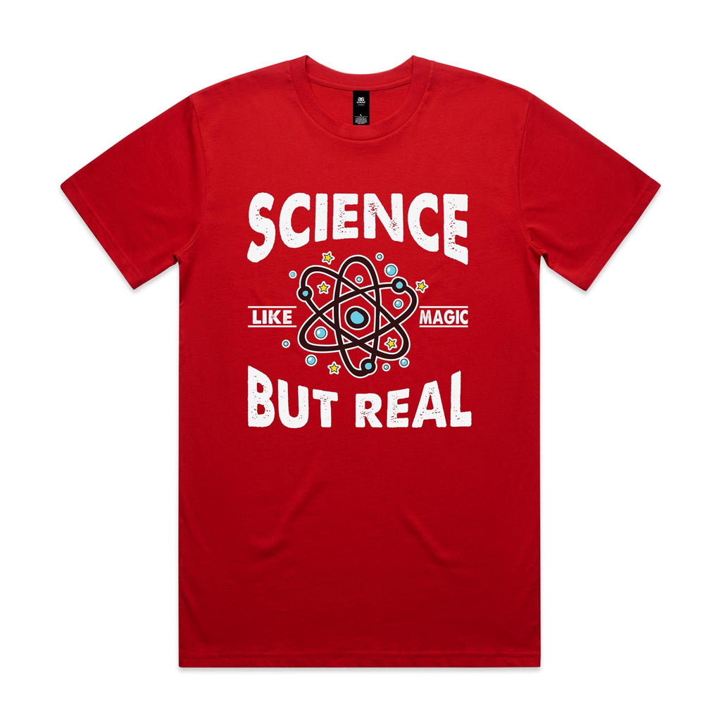 Science, It's Like Magic But Real Men's AS Colour T-shirt Red Mens T-shirt Printed In Australia Science