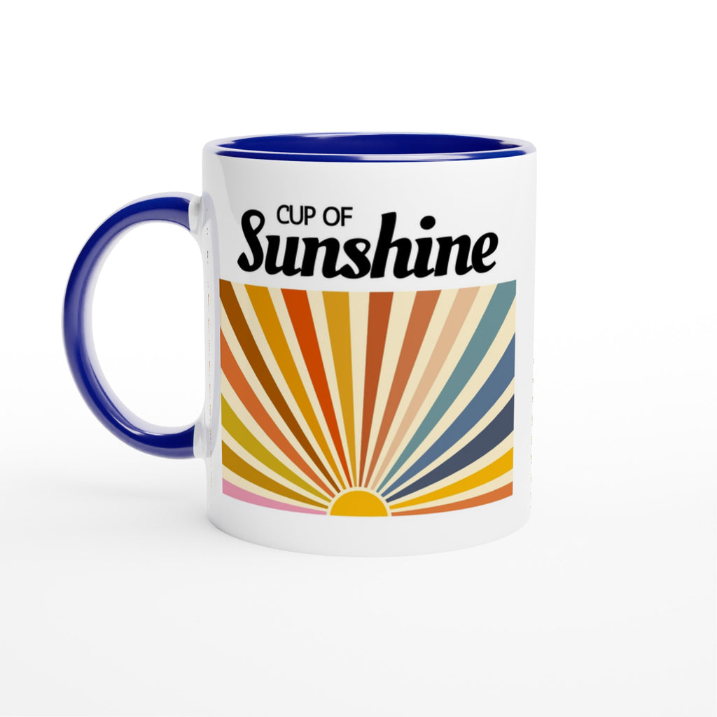 Cup Of Sunshine - White 11oz Ceramic Mug with Colour Inside Ceramic Blue Colour 11oz Mug Globally Fulfilled retro