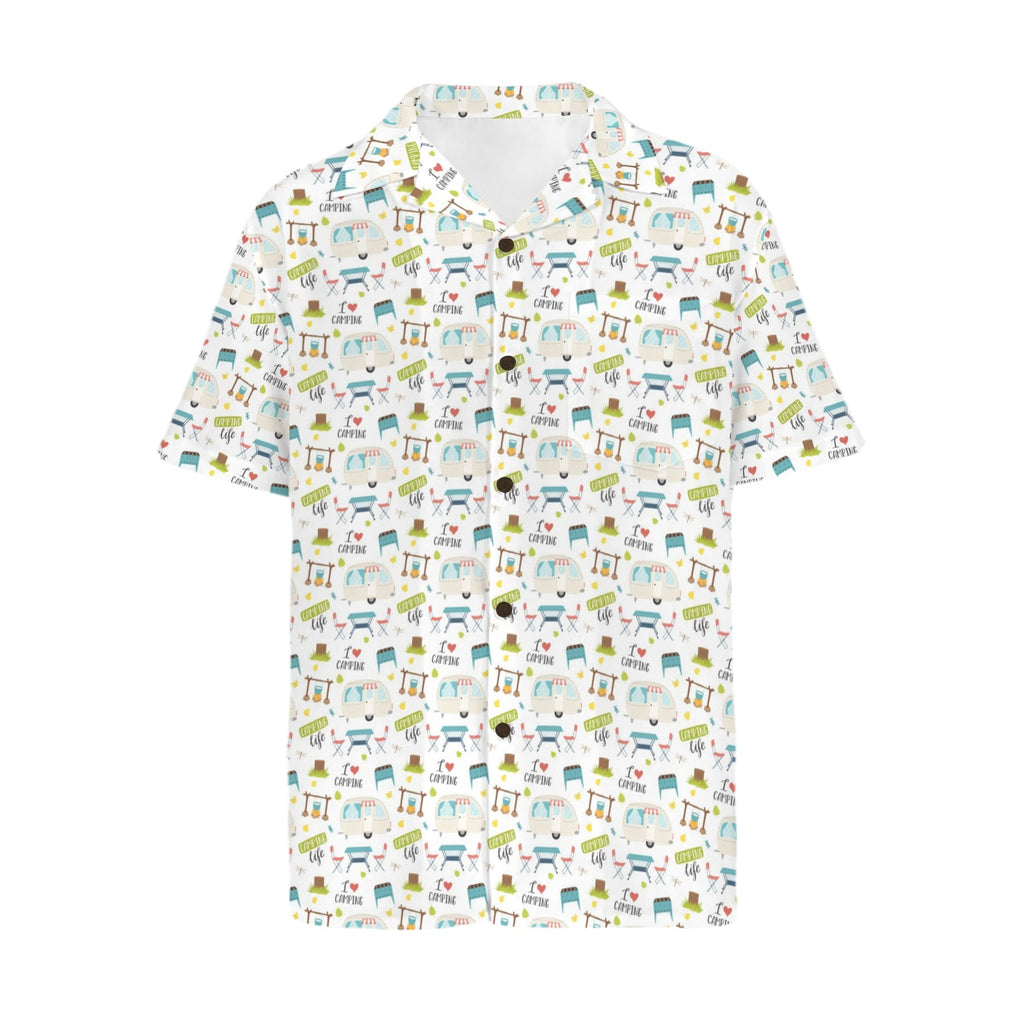 Camping Life Men's Short Sleeve Hawaiian Shirt Men's Hawaiian Shirt (New) Printed Offshore