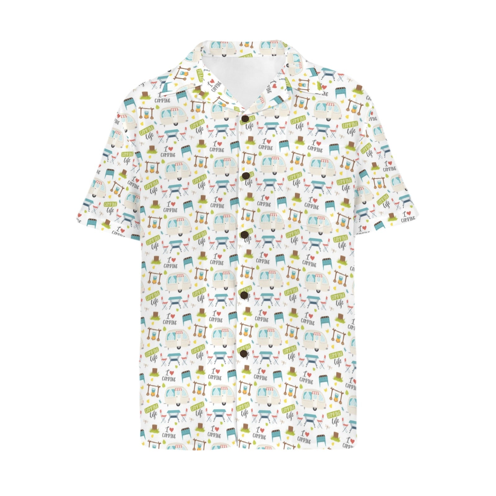 Camping Life Men's Short Sleeve Hawaiian Shirt Men's Hawaiian Shirt (New) Printed Offshore