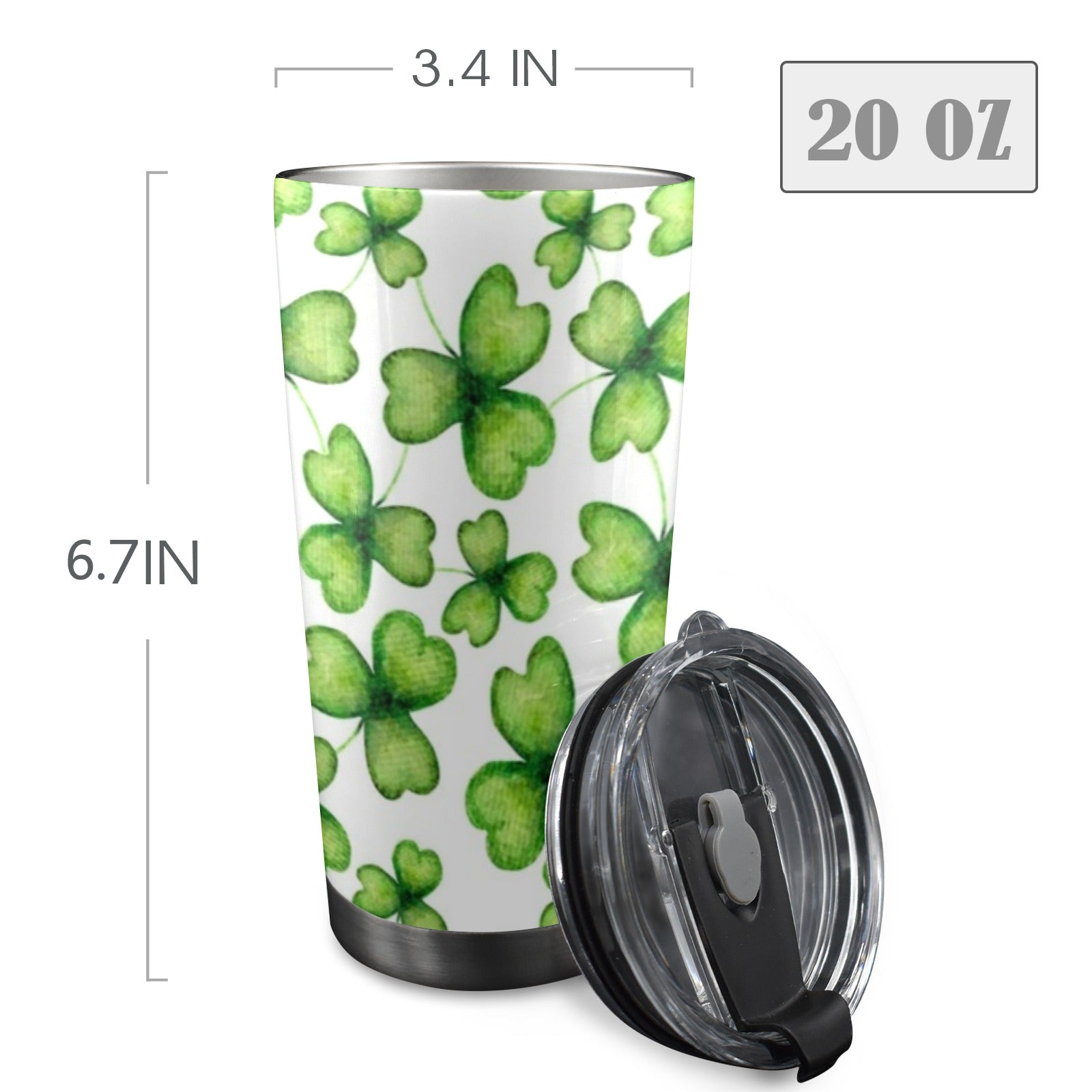 Three Leaf Clover - 20oz Mobile Tumbler with Lid (Black Lock)
