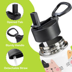 Cat Faces 12oz Kids Water Bottle with Straw Lid