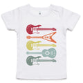 Retro Guitars - Baby T-shirt White Baby T-shirt Music Printed In Australia