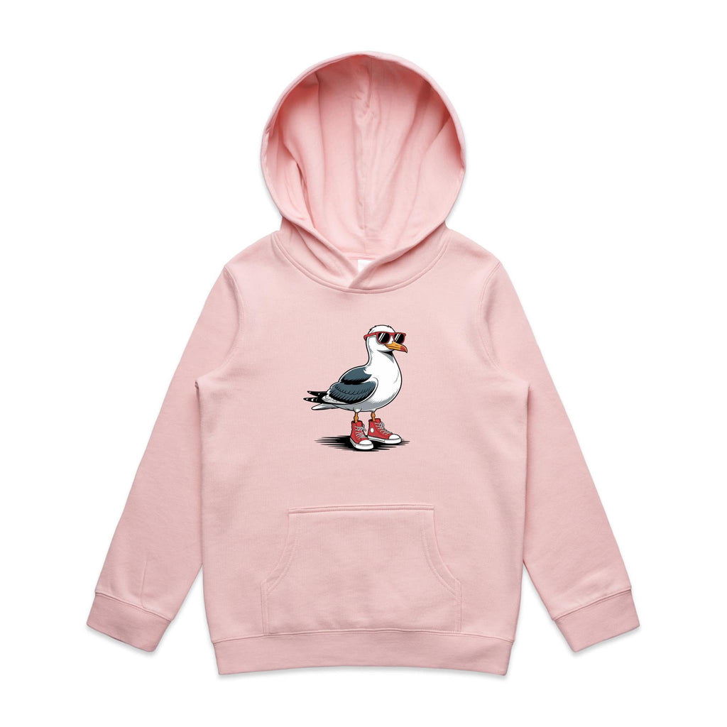 Seagull With Sunglasses And High Tops Kid's AS Colour Hoodie