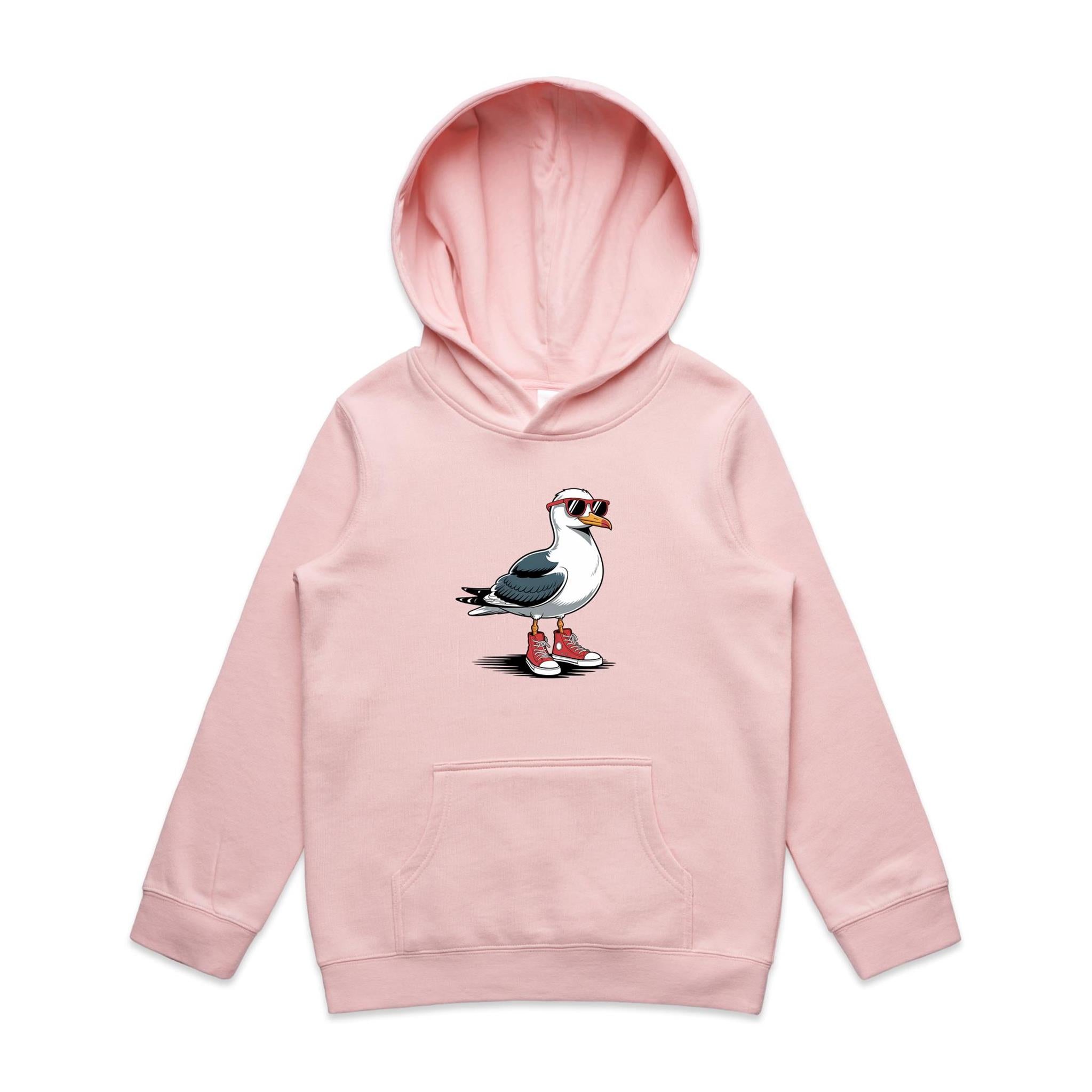 Seagull With Sunglasses And High Tops Kid's AS Colour Hoodie