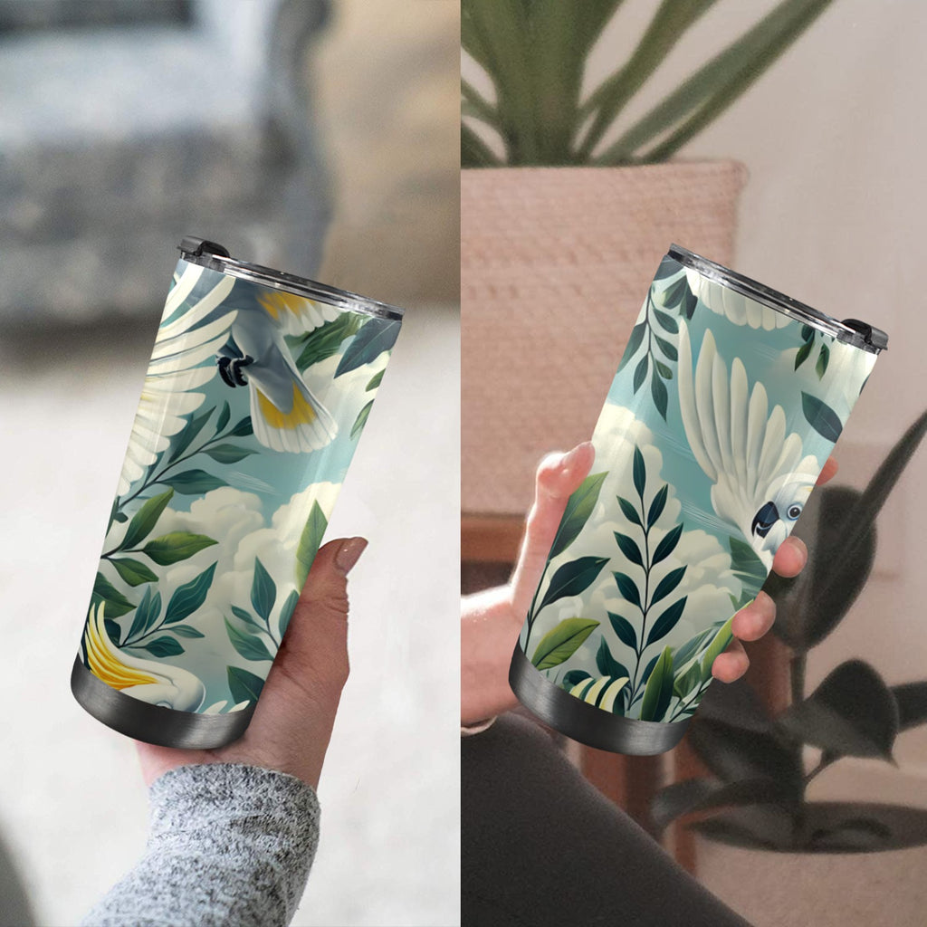 Cockatoo - 20oz Mobile Tumbler with Lid (Black Lock) 20oz Travel Mug animal Printed Offshore