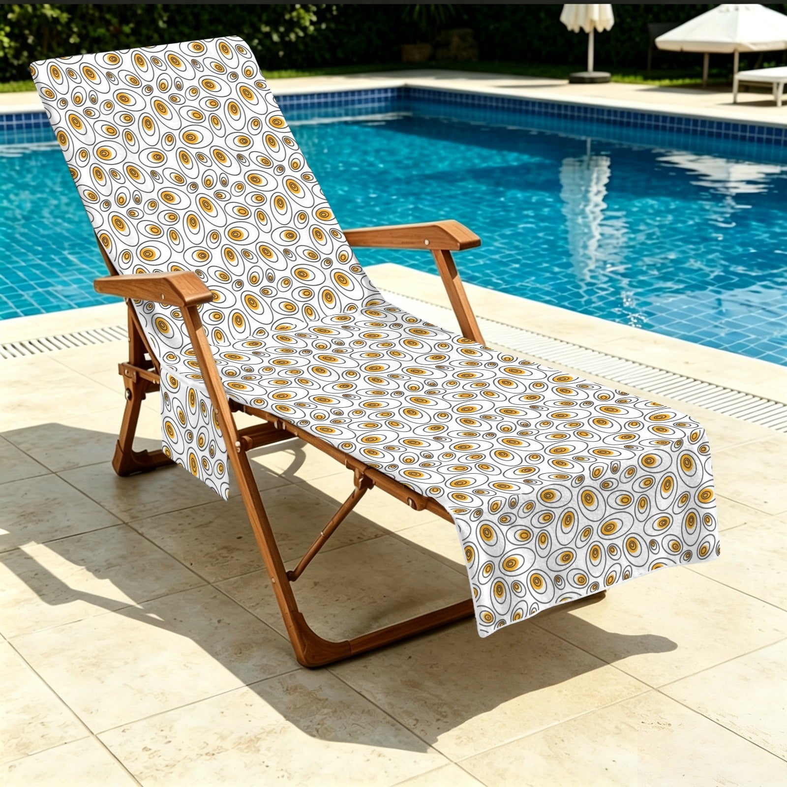 Eggs Abstract Beach Chair Towel Cover with Side Pockets
