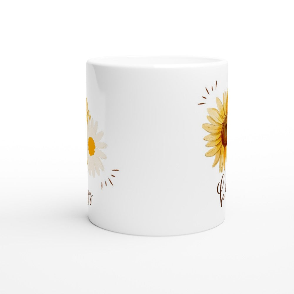Be Happy - White 11oz Ceramic Mug White 11oz Mug Globally Fulfilled plant positivity