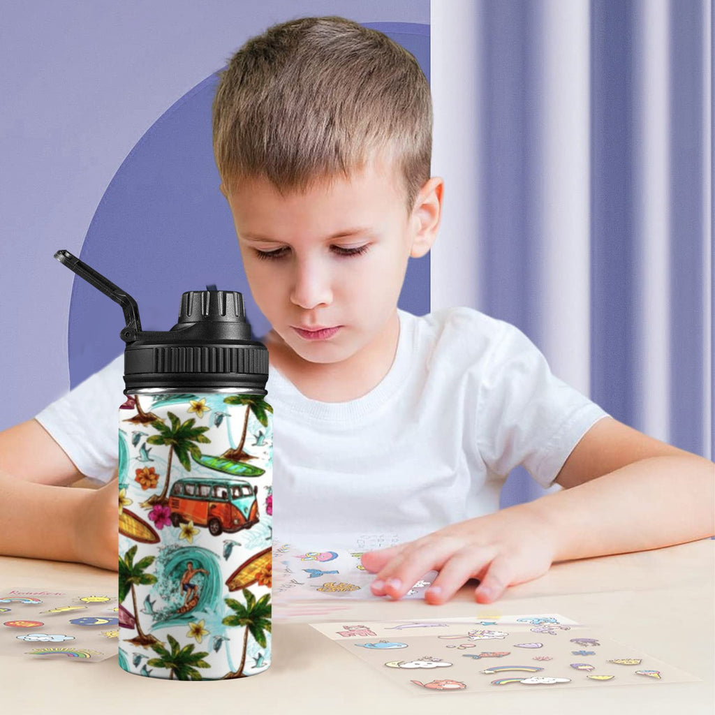 Surfing Safari Kids Water Bottle with Chug Lid (12 oz) Kids Water Bottle with Chug Lid Printed Offshore Surf