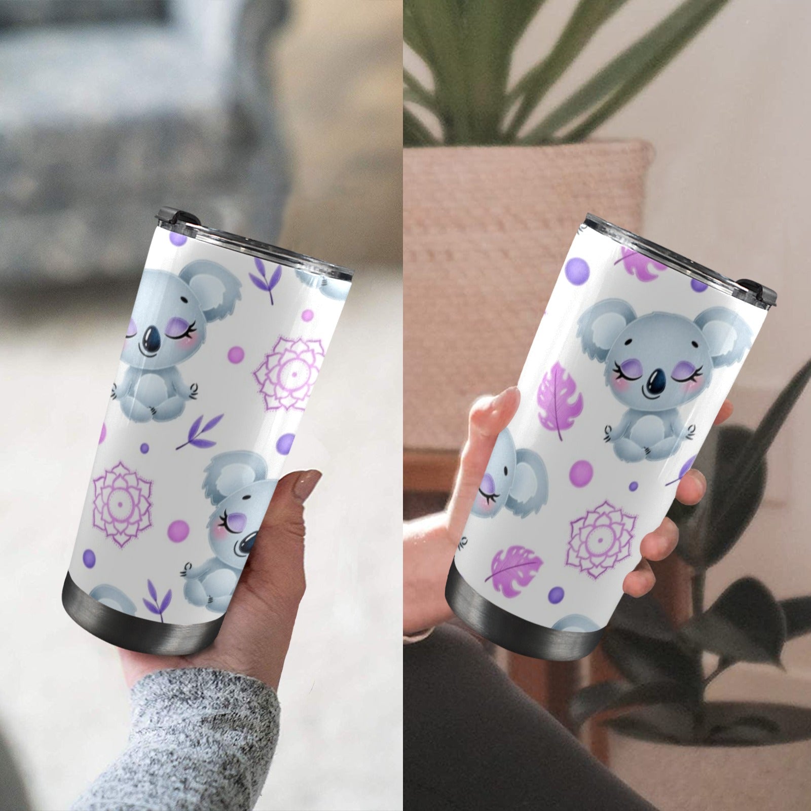 Zen Koala 20oz Mobile Tumbler with Lid (Black Lock) 20oz Travel Mug animal Australia Printed Offshore