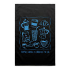 Maybe Coffee Is Addicted To Me - AS Colour Tea Towel Black One Size Tea Towel Coffee Printed In Australia