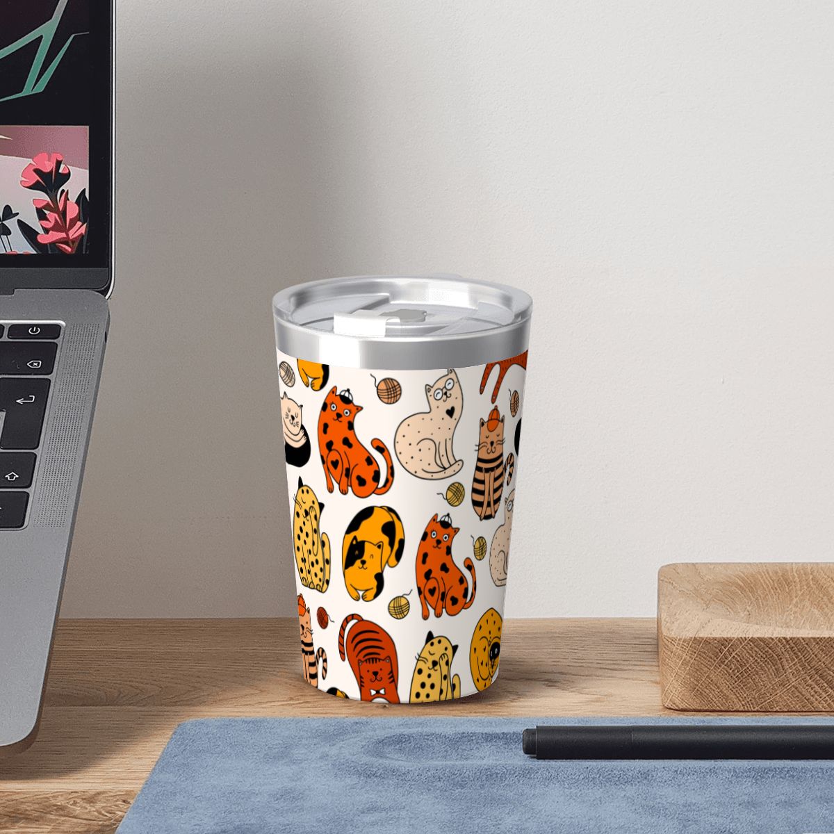 Cat Nap Small Stainless Steel Travel Mug Cup 12oz/350ml