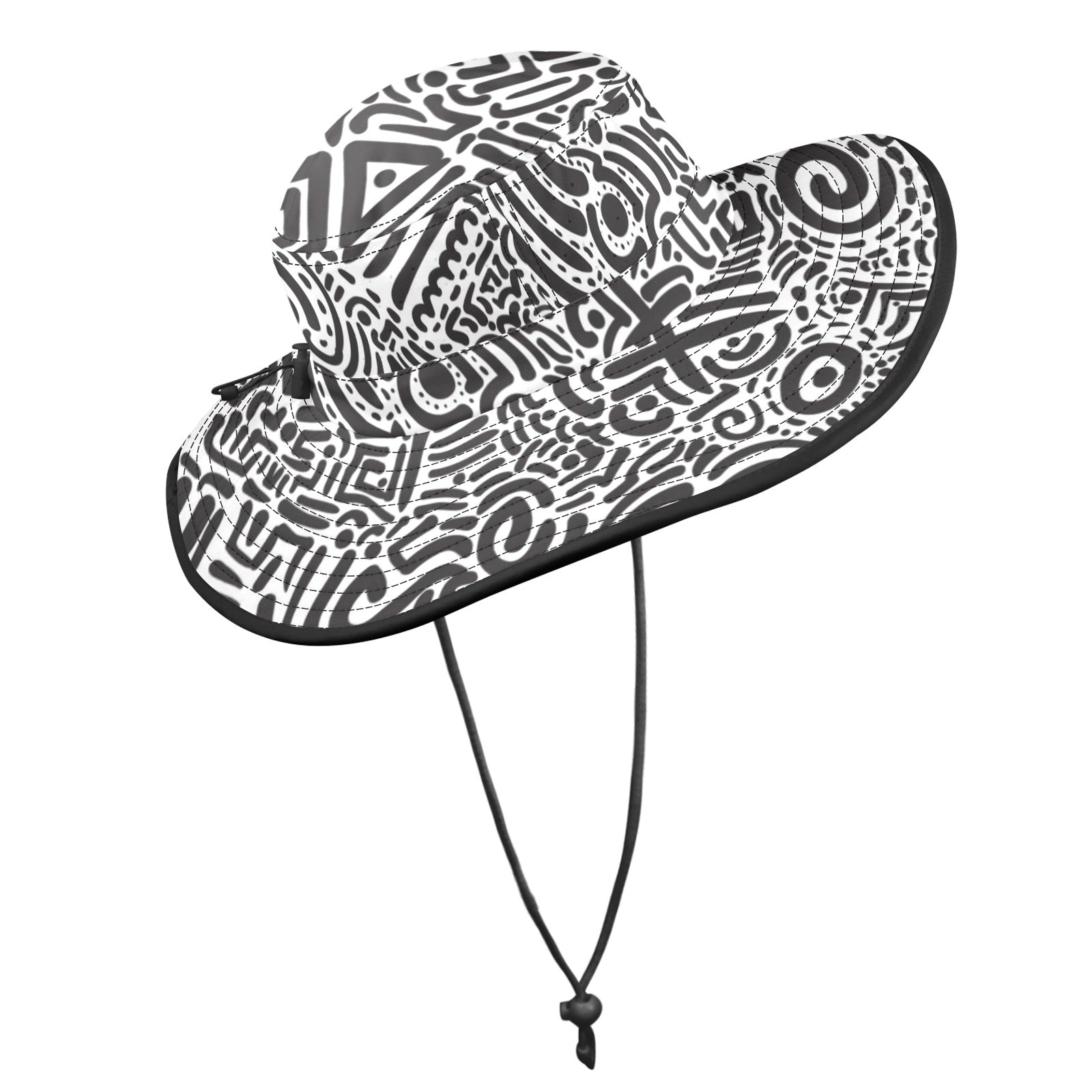 Black And White - Wide Brim Bucket Hat Wide Brim Bucket Hat Printed Offshore