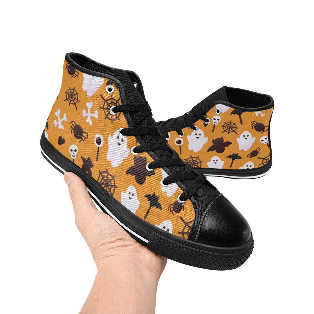 Halloween Ghosts Men's High Top Canvas Shoes Men's Classic High Top Canvas Shoes Halloween Printed Offshore