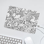 Black And White Creatures Leather Mouse Pad Leather Mouse Pad Printed Offshore Sci Fi