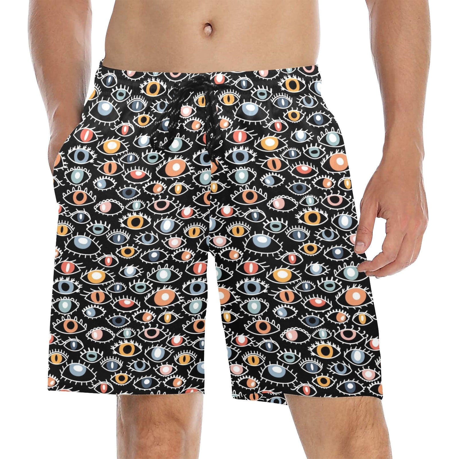 Eyes On Black Men's Mid-Length Beach Shorts 5XL Men's Mid-Length Beach Shorts Printed Offshore