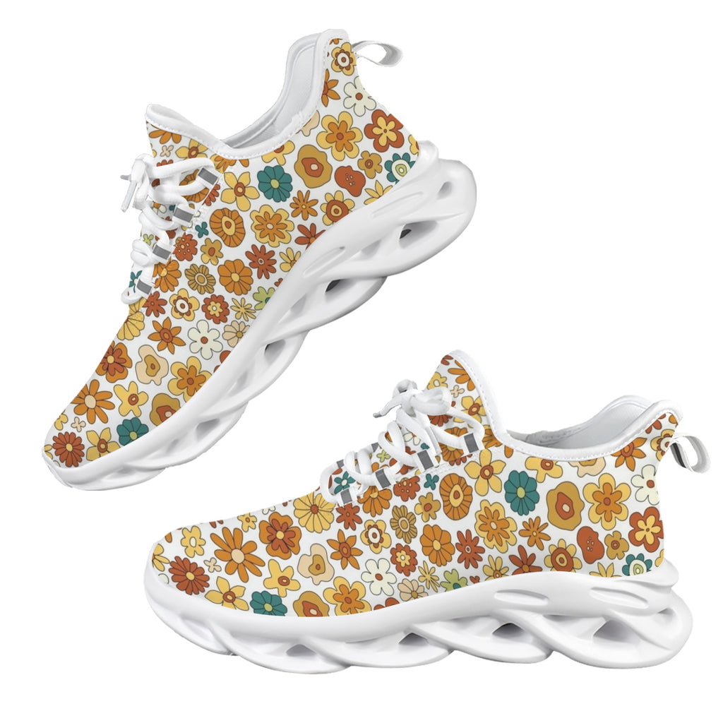 70's Style Floral Women's Twisted Sole Sneakers
