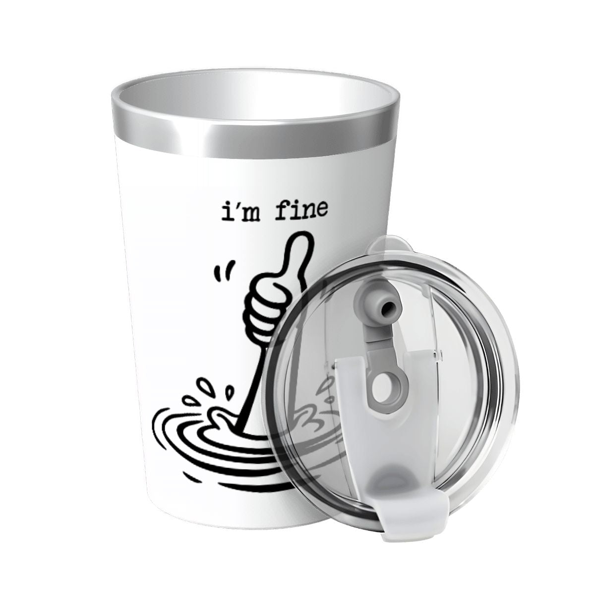 I'm Fine Drowning Thumbs Up Small Stainless Steel Travel Mug Cup 12oz/350ml
