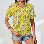 Mum Seagull Women's Collared Pocketless Short Sleeve Shirt