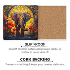 Elephant Stained Glass Look - Ceramic Coasters (Square) Ceramic Coasters animal Printed Offshore