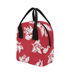 Red Retro Foliage, Hawaiian Flower - Zipper Lunch Bag Zipper Lunch Bag Printed Offshore