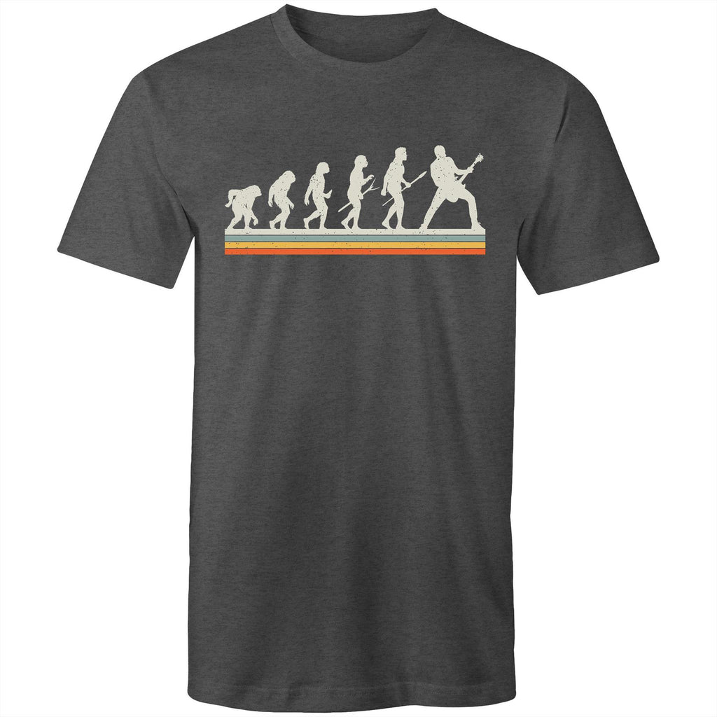 Guitar Player Evolution - Mens T-Shirt Asphalt Marle Mens T-shirt Music Printed In Australia