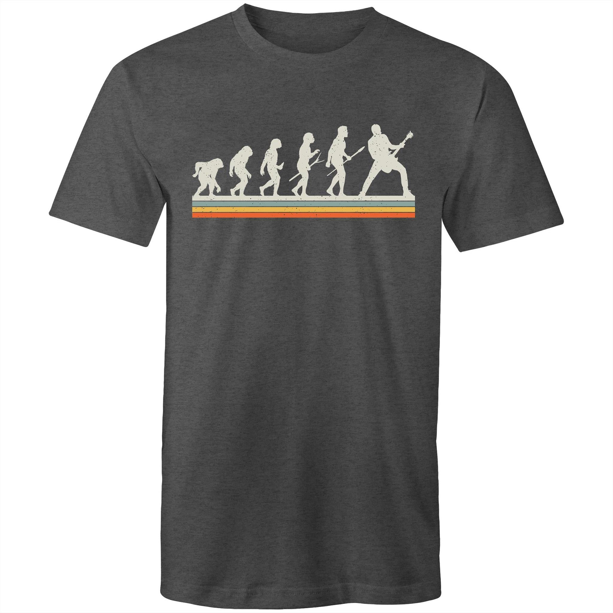 Guitar Player Evolution - Mens T-Shirt Asphalt Marle Mens T-shirt Music Printed In Australia