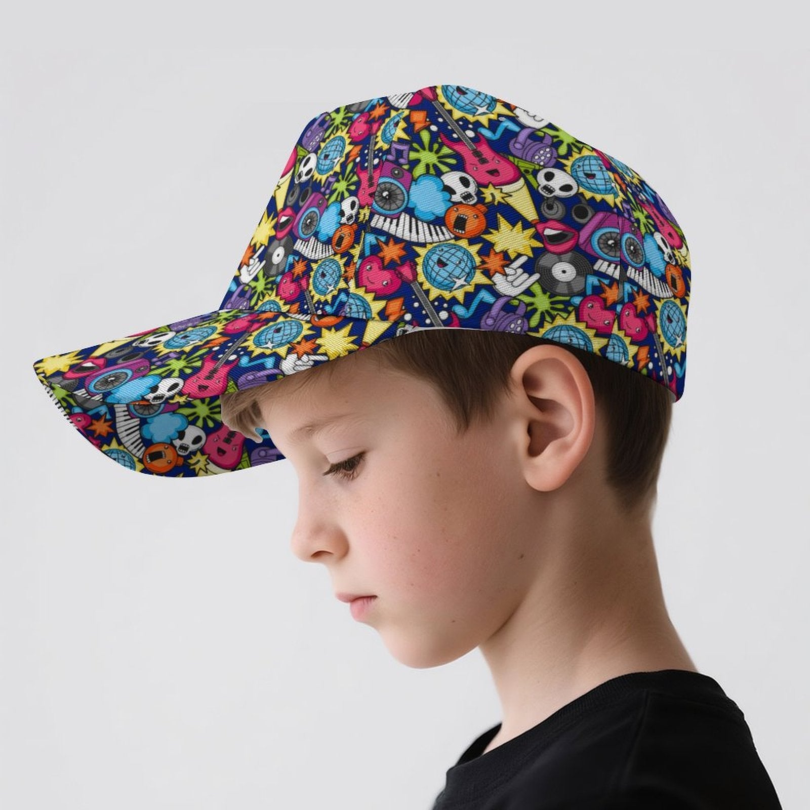 Sticker Music Kids Baseball Cap Kids Baseball Hat Music Printed Offshore