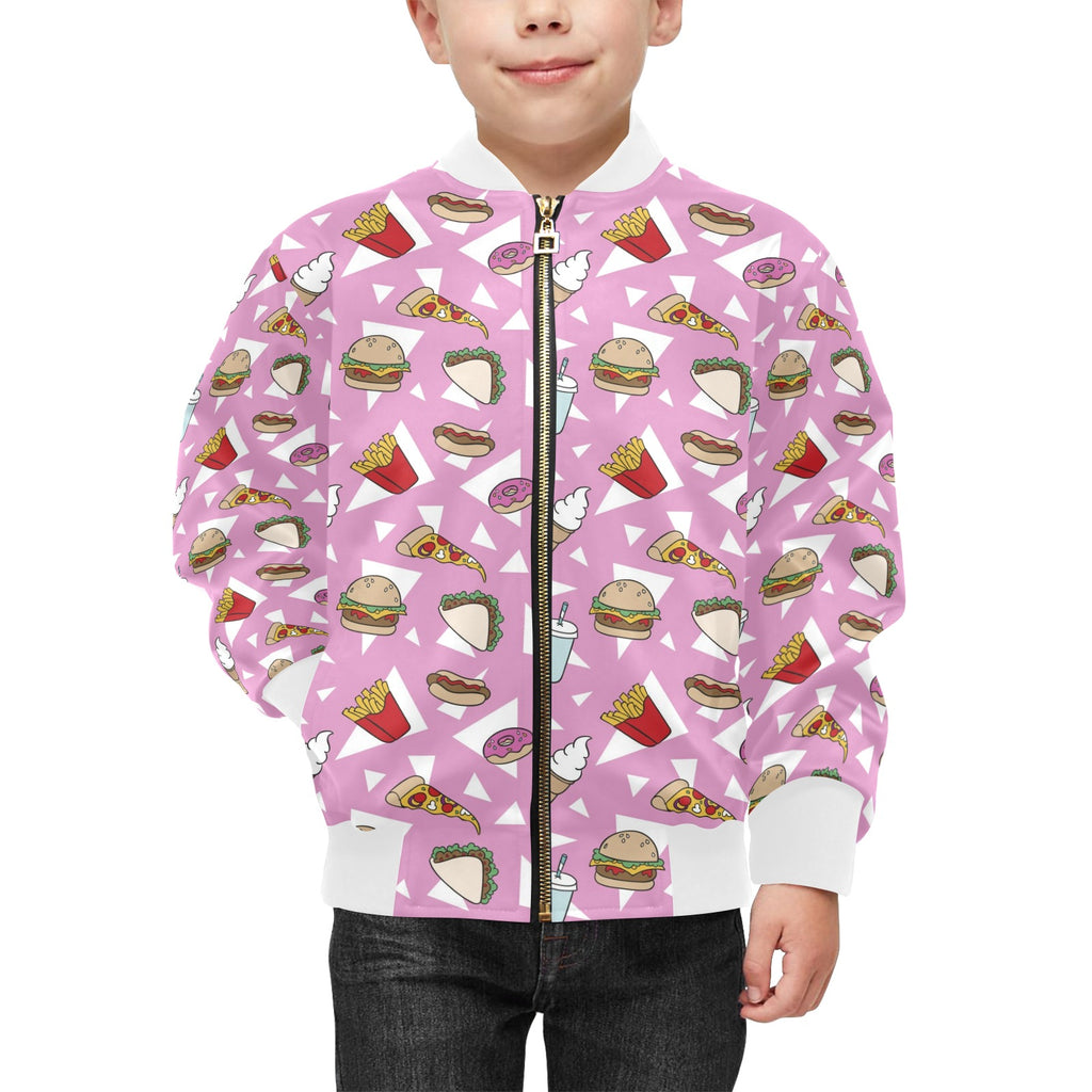 Fast Food Kids Bomber Jacket Kids Bomber Jacket Food Printed Offshore