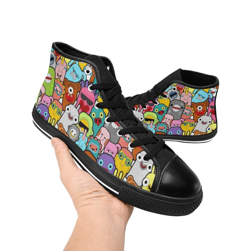 Happy Monsters - Men's High Top Canvas Shoes